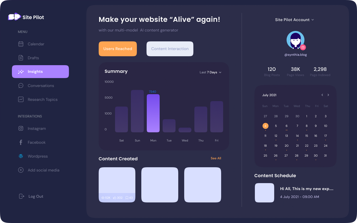 Site Pilot Dashboard